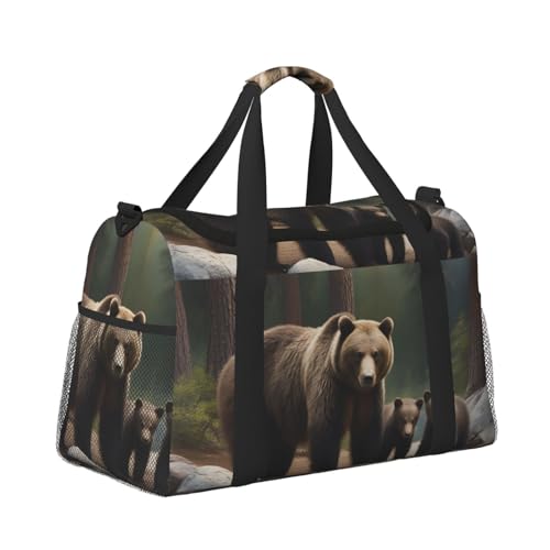 Leichte Weekender Duffel Bags Reisetasche - Handgepäcktasche, Kabinentasche, Turnbeutel oder Übernachtungstasche, Bärenspaziergang mit Junges Leichte Weekender Duffel Bags Reisetasche - Handgepäcktasche, Kabinentasche, Turnbeutel oder Übernachtungstasche, Bärenspaziergang mit Junges von CFAN