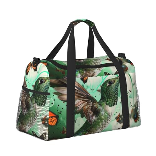 Leichte Weekender Duffel Bags Reisetasche - Handgepäcktasche, Kabinentasche, Turnbeutel oder Übernachtungstasche, Kolibri mit Schmetterlingen Leichte Weekender Duffel Bags Reisetasche - Handgepäcktasche, Kabinentasche, Turnbeutel oder Übernachtungstasche, Kolibri mit Schmetterlingen von CFAN