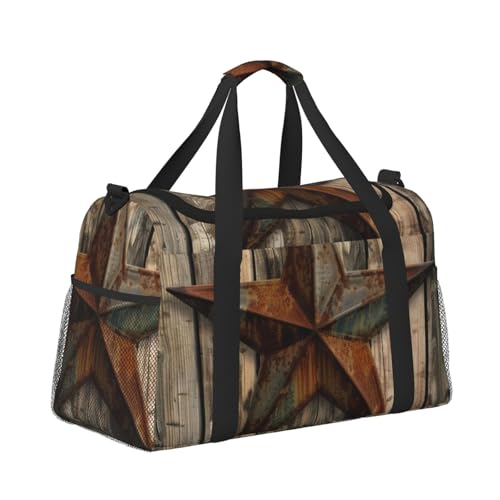 Leichte Weekender Duffel Bags Reisetasche - Handgepäcktasche, Kabinentasche, Turnbeutel oder Übernachtungstasche, Western Texas Barn Star Leichte Weekender Duffel Bags Reisetasche - Handgepäcktasche, Kabinentasche, Turnbeutel oder Übernachtungstasche, Western Texas Barn Star von CFAN