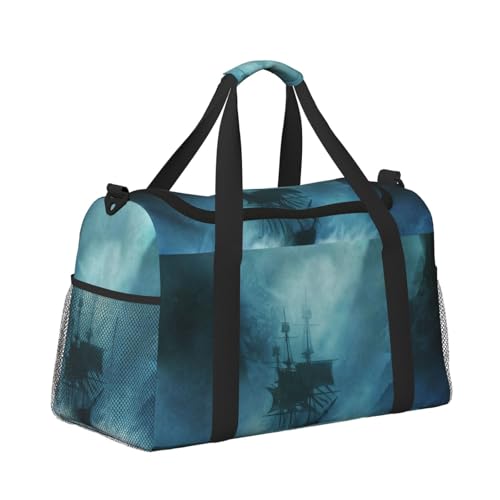 Leichte Weekender Duffel Bags Reisetasche - Handgepäcktasche, Kabinentasche, Turnbeutel oder Übernachtungstasche, altes Schiff bei starkem Nebel Leichte Weekender Duffel Bags Reisetasche - Handgepäcktasche, Kabinentasche, Turnbeutel oder Übernachtungstasche, altes Schiff bei starkem Nebel von CFAN