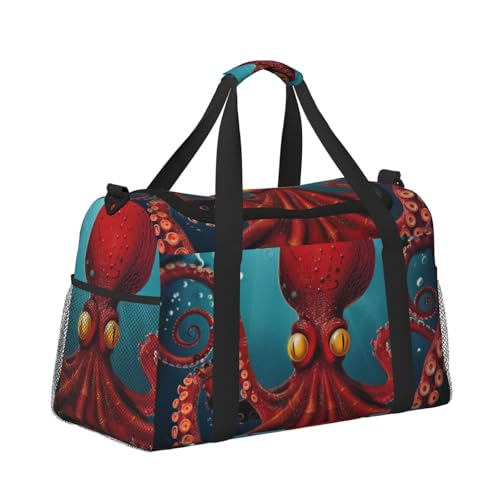 Leichte Weekender Duffel Bags Reisetasche - Handgepäcktasche, Kabinentasche, Turnbeutel oder Übernachtungstasche, roter Oktopus Schwimmen im Ozean Leichte Weekender Duffel Bags Reisetasche - Handgepäcktasche, Kabinentasche, Turnbeutel oder Übernachtungstasche, roter Oktopus Schwimmen im Ozean von CFAN