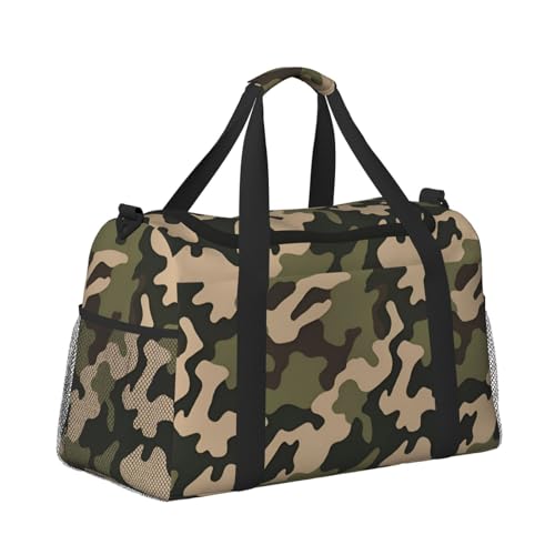 Leichte Weekender Seesack Reisetasche – Handgepäcktasche, Kabinentasche, Turnbeutel oder Übernachtungstasche, Armeegrün Camouflage-Muster Leichte Weekender Seesack Reisetasche – Handgepäcktasche, Kabinentasche, Turnbeutel oder Übernachtungstasche, Armeegrün Camouflage-Muster von CFAN