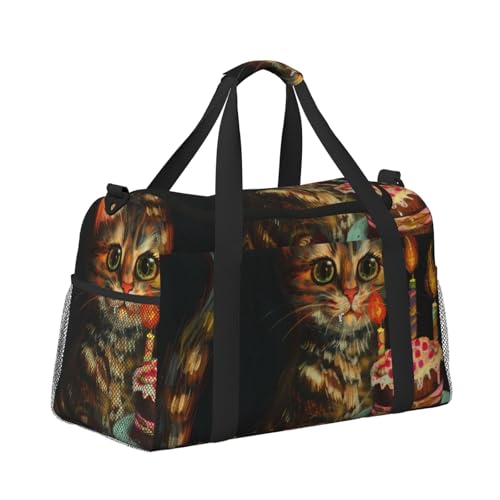 Leichte Weekender Seesack Reisetasche – Handgepäcktasche, Kabinentasche, Turnbeutel oder Übernachtungstasche, Cartoon-Katzenkuchen Leichte Weekender Seesack Reisetasche – Handgepäcktasche, Kabinentasche, Turnbeutel oder Übernachtungstasche, Cartoon-Katzenkuchen von CFAN