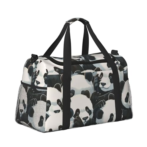 Leichte Weekender Seesack Reisetasche – Handgepäcktasche, Kabinentasche, Turnbeutel oder Übernachtungstasche, Cartoon-Panda-Muster Leichte Weekender Seesack Reisetasche – Handgepäcktasche, Kabinentasche, Turnbeutel oder Übernachtungstasche, Cartoon-Panda-Muster von CFAN