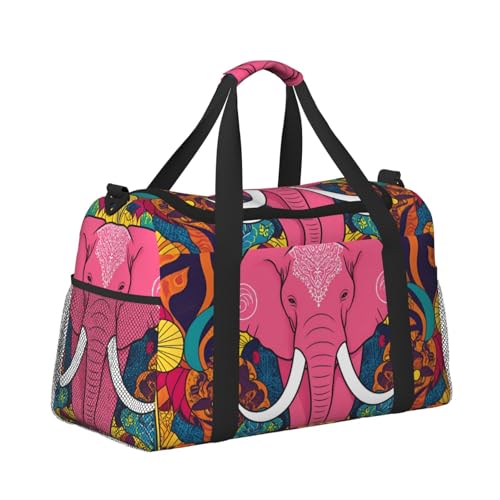Leichte Weekender Seesack Reisetasche – Handgepäcktasche, Kabinentasche, Turnbeutel oder Übernachtungstasche, Elefant und abstraktes Blumenmuster Leichte Weekender Seesack Reisetasche – Handgepäcktasche, Kabinentasche, Turnbeutel oder Übernachtungstasche, Elefant und abstraktes Blumenmuster von CFAN