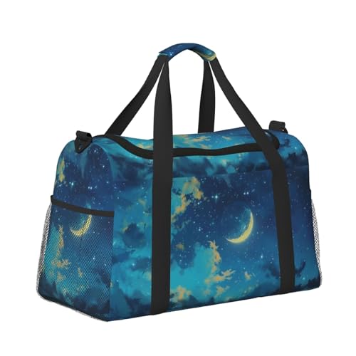 Leichte Weekender Seesack Reisetasche – Handgepäcktasche, Kabinentasche, Turnbeutel oder Übernachtungstasche, Halbmond im Nachthimmel Leichte Weekender Seesack Reisetasche – Handgepäcktasche, Kabinentasche, Turnbeutel oder Übernachtungstasche, Halbmond im Nachthimmel von CFAN