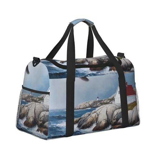 Leichte Weekender Seesack Reisetasche – Handgepäcktasche, Kabinentasche, Turnbeutel oder Übernachtungstasche, House by The Sea Leichte Weekender Seesack Reisetasche – Handgepäcktasche, Kabinentasche, Turnbeutel oder Übernachtungstasche, House by The Sea von CFAN
