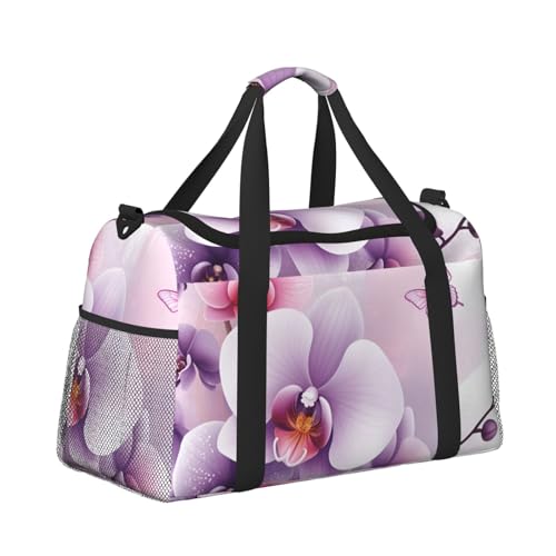 Leichte Weekender Seesack Reisetasche – Handgepäcktasche, Kabinentasche, Turnbeutel oder Übernachtungstasche, Orchideen und Schmetterling Leichte Weekender Seesack Reisetasche – Handgepäcktasche, Kabinentasche, Turnbeutel oder Übernachtungstasche, Orchideen und Schmetterling von CFAN