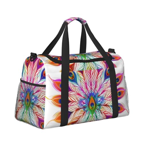 Leichte Weekender Seesack Reisetasche – Handgepäcktasche, Kabinentasche, Turnbeutel oder Übernachtungstasche, Pfauenfeder Leichte Weekender Seesack Reisetasche – Handgepäcktasche, Kabinentasche, Turnbeutel oder Übernachtungstasche, Pfauenfeder von CFAN