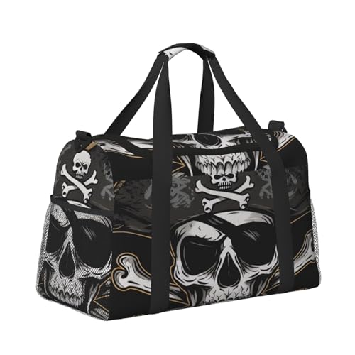Leichte Weekender Seesack Reisetasche – Handgepäcktasche, Kabinentasche, Turnbeutel oder Übernachtungstasche, Piratenschädel Leichte Weekender Seesack Reisetasche – Handgepäcktasche, Kabinentasche, Turnbeutel oder Übernachtungstasche, Piratenschädel von CFAN