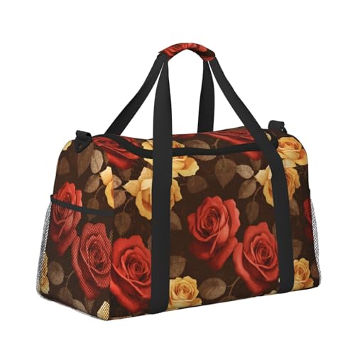 Leichte Weekender Seesack Reisetasche – Handgepäcktasche, Kabinentasche, Turnbeutel oder Übernachtungstasche, Retro-Blumenmuster Leichte Weekender Seesack Reisetasche – Handgepäcktasche, Kabinentasche, Turnbeutel oder Übernachtungstasche, Retro-Blumenmuster von CFAN