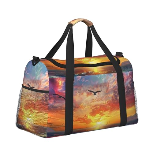 Leichte Weekender Seesack Reisetasche – Handgepäcktasche, Kabinentasche, Turnbeutel oder Übernachtungstasche, Sonnenuntergang Ozeanwellen von CFAN