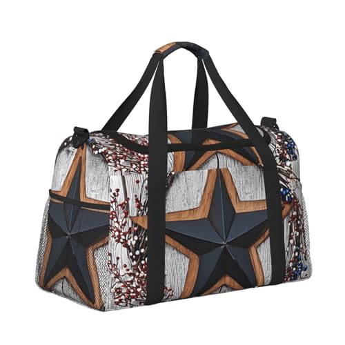 Leichte Weekender Seesack Reisetasche – Handgepäcktasche, Kabinentasche, Turnbeutel oder Übernachtungstasche, Western Texas Star Red Primitive Berries Leichte Weekender Seesack Reisetasche – Handgepäcktasche, Kabinentasche, Turnbeutel oder Übernachtungstasche, Western Texas Star Red Primitive Berries von CFAN