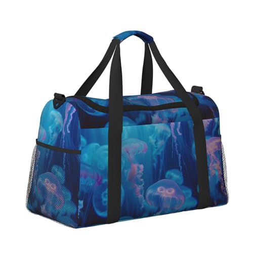Leichte Weekender Seesack Reisetasche - Handgepäcktasche, Kabinentasche, Turnbeutel oder Übernachtungstasche, blaue Quallen Leichte Weekender Seesack Reisetasche - Handgepäcktasche, Kabinentasche, Turnbeutel oder Übernachtungstasche, blaue Quallen von CFAN