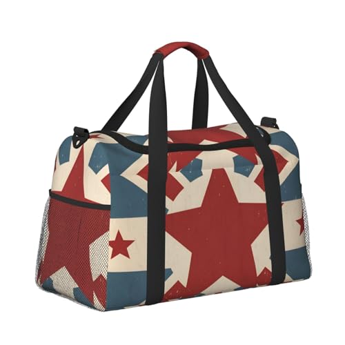 Leichte Weekender Seesack Reisetasche – Handgepäcktasche, Kabinentasche, Turnbeutel oder Übernachtungstasche, fünfzackiges Sternenmuster Leichte Weekender Seesack Reisetasche – Handgepäcktasche, Kabinentasche, Turnbeutel oder Übernachtungstasche, fünfzackiges Sternenmuster von CFAN