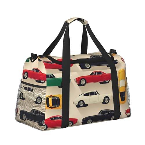 Leichte Weekender Seesack Reisetasche – Handgepäcktasche, Kabinentasche, Turnbeutel oder Übernachtungstasche, klassisches Rennwagen-Muster Leichte Weekender Seesack Reisetasche – Handgepäcktasche, Kabinentasche, Turnbeutel oder Übernachtungstasche, klassisches Rennwagen-Muster von CFAN