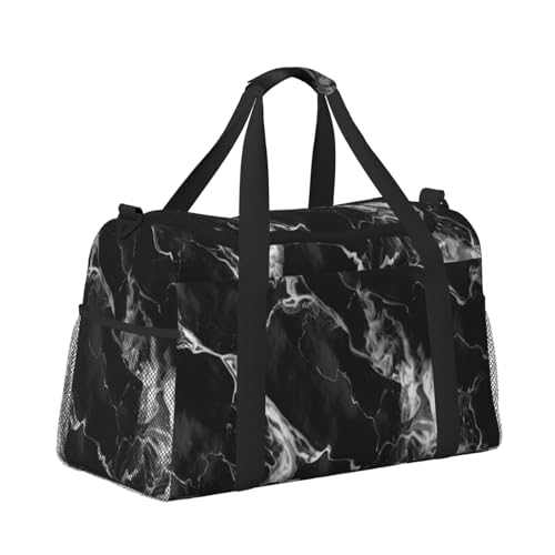 Leichte Weekender Seesack Reisetasche – Handgepäcktasche, Kabinentasche, Turnbeutel oder Übernachtungstasche, schwarz und weiß Marmor strukturiert Leichte Weekender Seesack Reisetasche – Handgepäcktasche, Kabinentasche, Turnbeutel oder Übernachtungstasche, schwarz und weiß Marmor strukturiert von CFAN