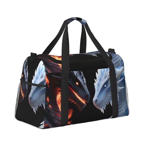 Leichte Weekender Seesack Reisetasche – Handgepäcktasche, Turnbeutel oder Übernachtungstasche, zwei Drachen konfrontiert Leichte Weekender Seesack Reisetasche – Handgepäcktasche, Turnbeutel oder Übernachtungstasche, zwei Drachen konfrontiert von CFAN