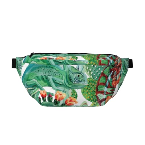 Lustige Gürteltasche mit Chamäleon- und Kaktusmotiv, verstellbarer Gürtel für Outdoor, Workout, Wandern, Geschenk für Männer und Frauen, mehrfarbig, Einheitsgröße, Wanderrucksack Lustige Gürteltasche mit Chamäleon- und Kaktusmotiv, verstellbarer Gürtel für Outdoor, Workout, Wandern, Geschenk für Männer und Frauen, mehrfarbig, Einheitsgröße, Wanderrucksack von CFAN