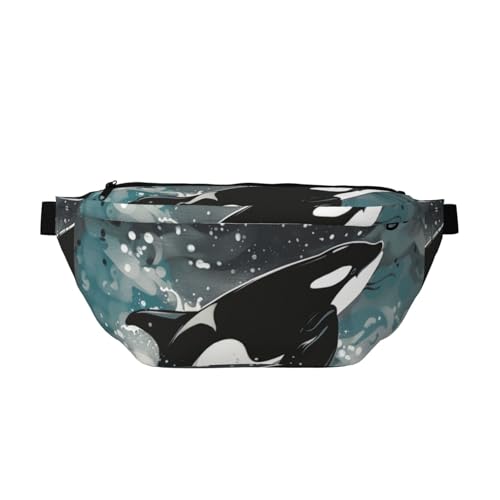 Orca Jumping Out of the Water Waistpacks Sling Bags Crossbody Bag Chest Daypack with Adjustable Belt for Women Men, mehrfarbig, Einheitsgröße, Wanderrucksack von CFAN