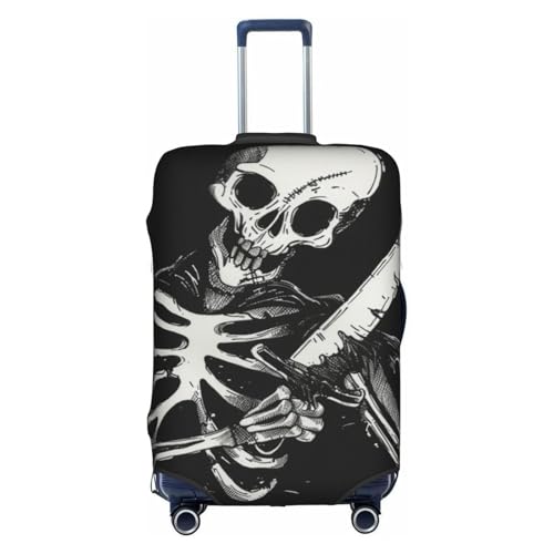 Skelett mit Messer, Gepäckabdeckung, Kofferabdeckung für Reisen, Business, Urlaub, passend für Gepäck von 45,7 - 53,3 cm, mehrfarbig, M(22"-24" Suitcase) von CFAN