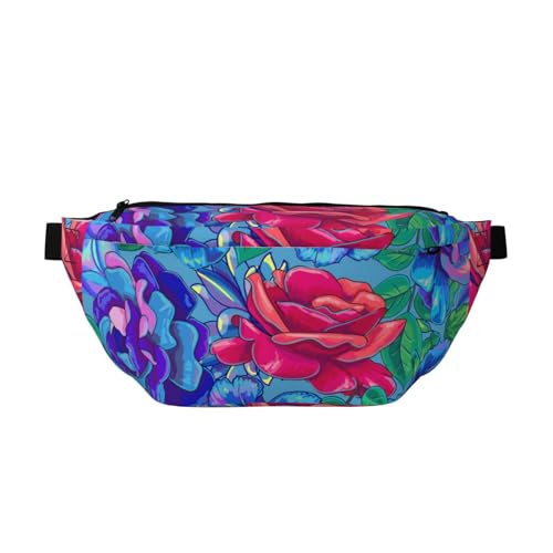 Sport-Hüfttasche mit Blumenmuster in Blau und Rot, geeignet für Laufen, Fitness und Outdoor-Aktivitäten, mehrfarbig, Einheitsgröße, Wanderrucksack Sport-Hüfttasche mit Blumenmuster in Blau und Rot, geeignet für Laufen, Fitness und Outdoor-Aktivitäten, mehrfarbig, Einheitsgröße, Wanderrucksack von CFAN
