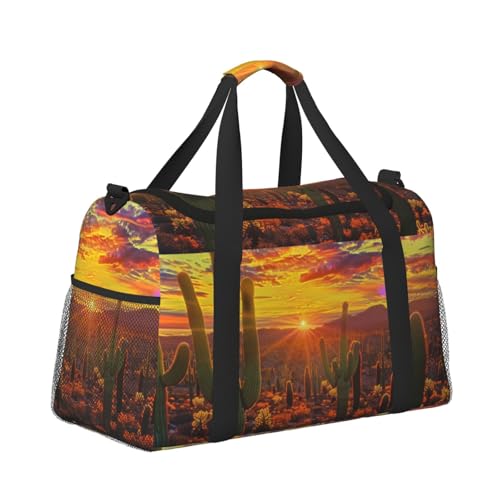 Sport-Reisetasche, Reisetasche, Reisetasche, Handgepäck, Wochenende, Übernachtung, für Herren und Damen, Kaktus und Sonnenuntergang in der Wüste Sport-Reisetasche, Reisetasche, Reisetasche, Handgepäck, Wochenende, Übernachtung, für Herren und Damen, Kaktus und Sonnenuntergang in der Wüste von CFAN