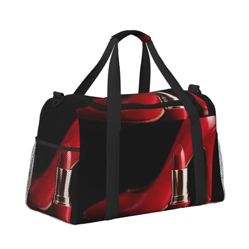 Sporttasche, Reisetasche, Reisetasche, Reisetasche, Handgepäck, Wochenende, Übernachtung, für Herren und Damen, roter Schuh und Lippenstift Sporttasche, Reisetasche, Reisetasche, Reisetasche, Handgepäck, Wochenende, Übernachtung, für Herren und Damen, roter Schuh und Lippenstift von CFAN