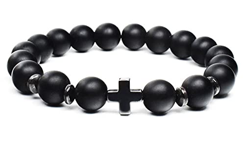 Herren Damen Armband Kreuz Rosenkranz Perlen Armband Holz Anhänger Mattierter Stein Kruzifix Stretch Religiöse Charme Vintage Armbänder Für Armbander Madchen Perlenarmbänder-Set,B-1PCS Herren Damen Armband Kreuz Rosenkranz Perlen Armband Holz Anhänger Mattierter Stein Kruzifix Stretch Religiöse Charme Vintage Armbänder Für Armbander Madchen Perlenarmbänder-Set,B-1PCS von CFGHJKL;