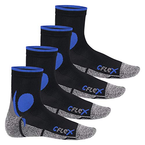 CFLEX Damen und Herren Running Funktions-Socken (4 Paar) Laufsocken - Schwarz-Blau 35-38 von CFLEX