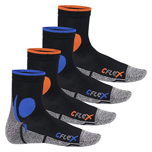 CFLEX Damen und Herren Running Funktions-Socken (4 Paar) Laufsocken - Schwarz-Mix 35-38 von CFLEX