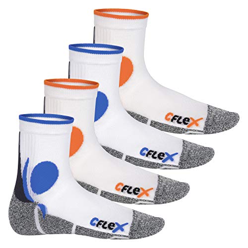 CFLEX Damen und Herren Running Funktions-Socken (4 Paar) Laufsocken - Weiss-Mix 35-38 von CFLEX