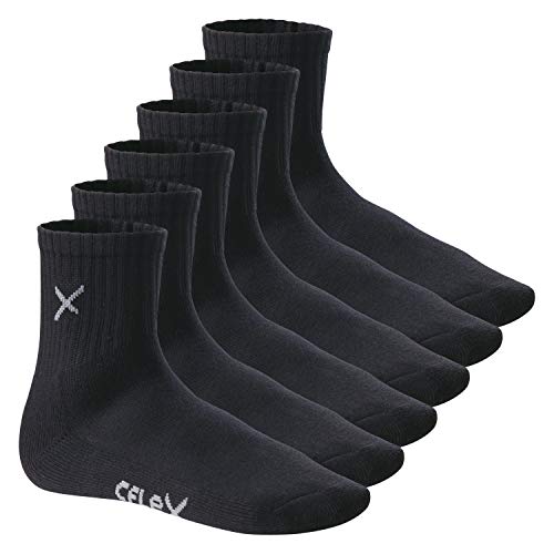 CFLEX Damen & Herren Short Crew Socks (6 Paar) - Black 35-38 von CFLEX