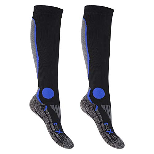 CFLEX Herren & Damen Running Kompressions Strümpfe (2 Paar), Sport Kniestrümpfe - Schwarz-Blau 35-38 von CFLEX