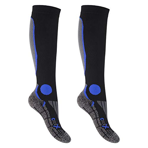 CFLEX Herren & Damen Running Kompressions Strümpfe (2 Paar), Sport Kniestrümpfe - Schwarz-Blau 39-42 von CFLEX