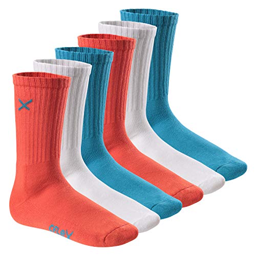 CFLEX Lifestyle Damen & Herren Crew Socks (6 Paar) - Blue Coral Mix 35-38 von CFLEX