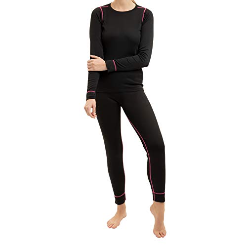 CFLEX Damen Ski- & Thermowäsche Set - warme Unterwäsche Langarm POLARDRY - Schwarz-Pink XL, Etikette Gr: 48/50 von CFLEX