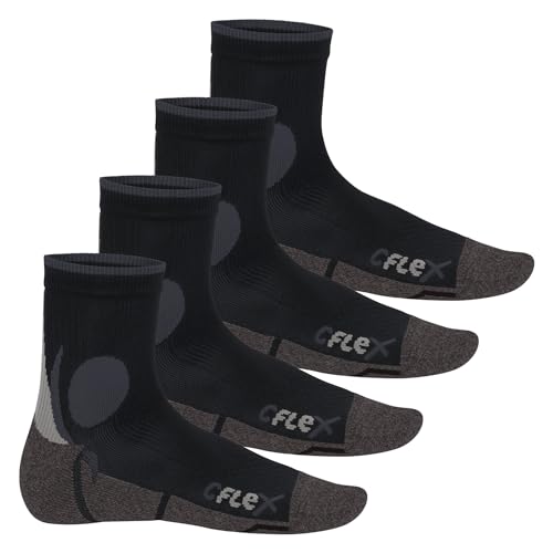 CFLEX Damen und Herren Running Funktions-Socken (4 Paar) Laufsocken - Schwarz-Grau 35-38 von CFLEX