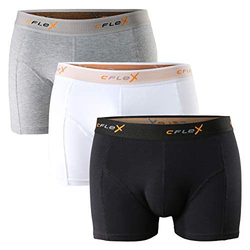 CFLEX Herren Boxer mit Logo Webgummi-Bund (3er Pack), Retro Pants aus Baumwoll Stretch - Mix 6 (L) von CFLEX