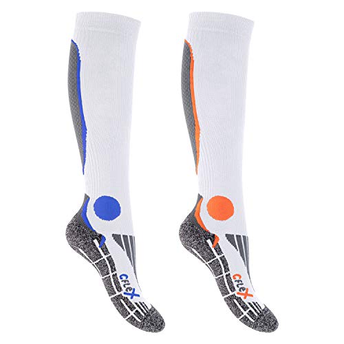 CFLEX Herren & Damen Running Kompressions Strümpfe (2 Paar), Sport Kniestrümpfe - Weiss-Mix 35-38 von CFLEX
