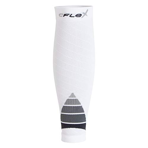 CFLEX Herren & Damen Sport Kompressions Stulpe (1 Paar) Wadenbandage - Weiss-Grau L-XL von CFLEX