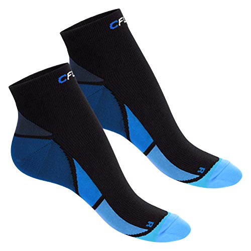 CFLEX Herren & Damen Sport Kompressionssocke (2 Paar) Kurzschaft Socken - Schwarz-Blau 35-38 von CFLEX