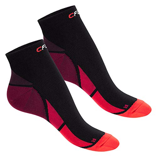 CFLEX Herren & Damen Sport Kompressionssocke (2 Paar) Kurzschaft Socken - Schwarz-Rot 43-46 von CFLEX