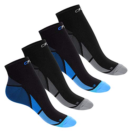 CFLEX Herren & Damen Sport Kompressionssocke (4 Paar), Kurzschaft Socken - Schwarz-Blau und Grau Mix 35-38 von CFLEX