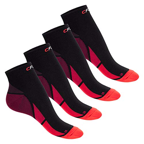 CFLEX Herren & Damen Sport Kompressionssocke (4 Paar) Kurzschaft Socken - Schwarz-Rot 43-46 von CFLEX