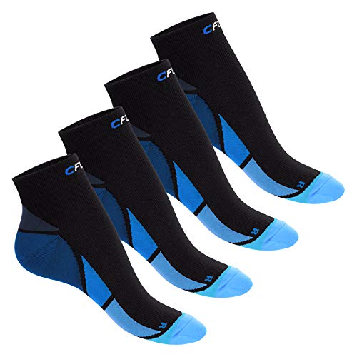 CFLEX Herren & Damen Sport Kompressionssocke (4 Paar) Kurzschaft Socken - Schwarz-Blau 43-46 von CFLEX