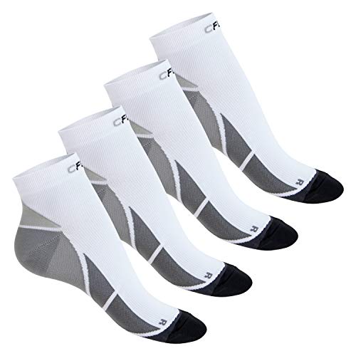 CFLEX Herren & Damen Sport Kompressionssocke (4 Paar) Kurzschaft Socken - Weiß-Grau 43-46 von CFLEX