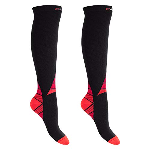 CFLEX Herren & Damen Sport Strümpfe (2 Paar) Kompressions Kniestrümpfe - Schwarz-Rot 39-42 von CFLEX