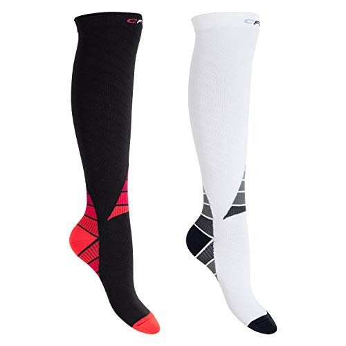 CFLEX Herren & Damen Sport Strümpfe (2 Paar) Kompressions Kniestrümpfe - Weiss-Grau und Schwarz-Rot Mix 39-42 von CFLEX