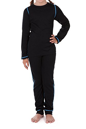 CFLEX Kinder Ski- & Thermowäsche Set - warme Unterwäsche Langarm POLARDRY - Schwarz-Blau 122-128 von CFLEX
